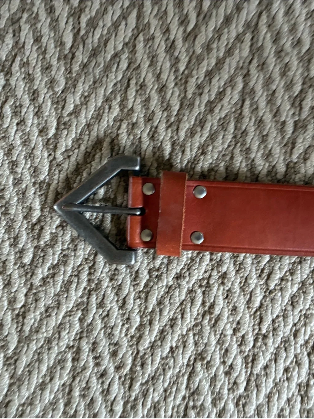 Linea Pelle Rust Leather Belt with Geometric Buckle